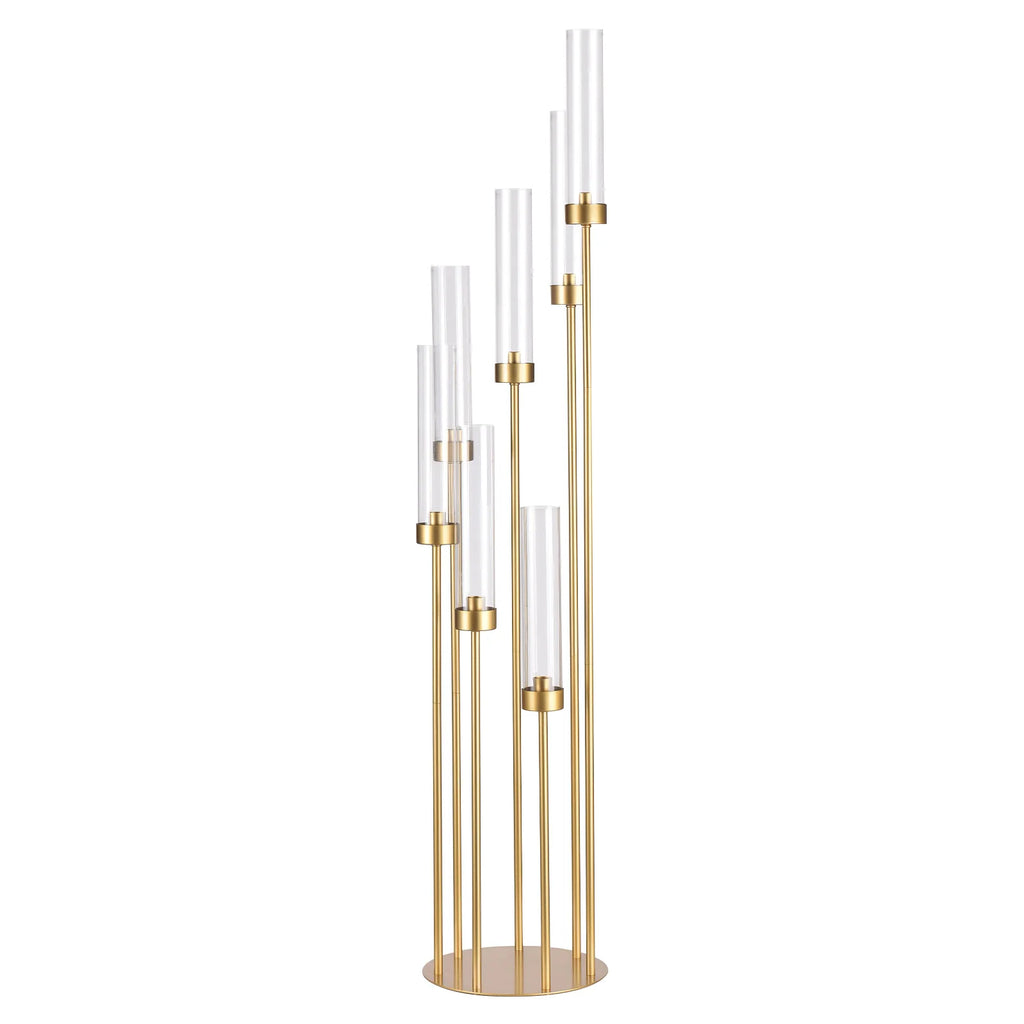Floor Candle Holders for Wedding Metal 7 Arms Candelabra with Clear Acrylic Shade for Table Centerpiece(48 Inche)