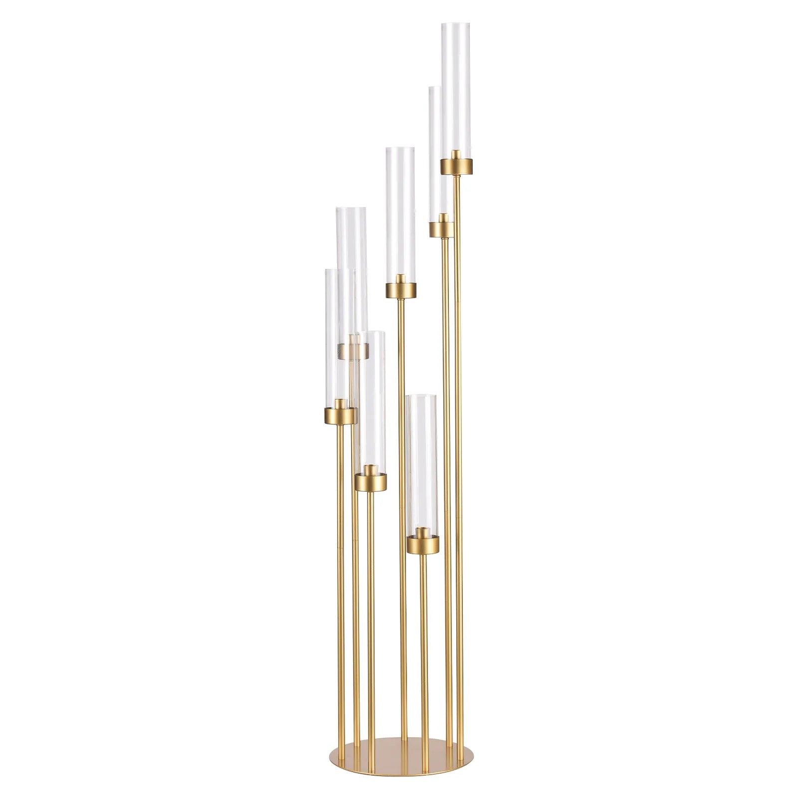 Floor Candle Holders for Wedding Metal 7 Arms Candelabra with Clear Acrylic Shade for Table Centerpiece(48 Inche)