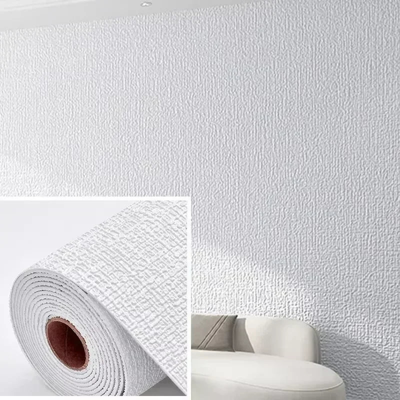 3D Imitation Linen wallpaper Self-adhesive Thickened Background wallpaper Bedroom Renovation Home Decor PVC Foam Wall Sticker