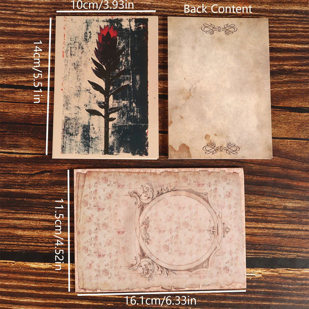 16cards, 4envelopes, 36stickers Floral Botanical Double-sided Writable Thick Cardboard Set, for Scrapbooking Supplies, Crafts