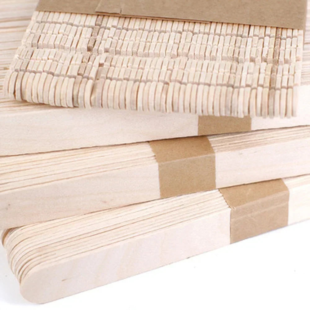 Natural Wooden Popsicle Sticks 50 Pcs Set for DIY Craft Ice Cream Lolly Projects