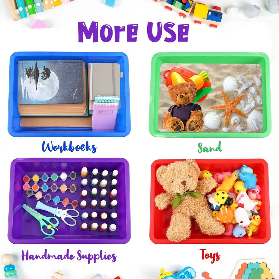 10 Pcs Flat Storage Organizer Tray Bin Letter Size Paper Tray for Classroom Plastic Stackable File Organizer for School Office T