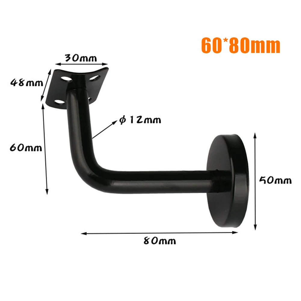 Black Handrail Bracket Stainless-Steel Handrails Wall Mounted Bracket Support Hand Rail Stair Railing Guardrail Accessory