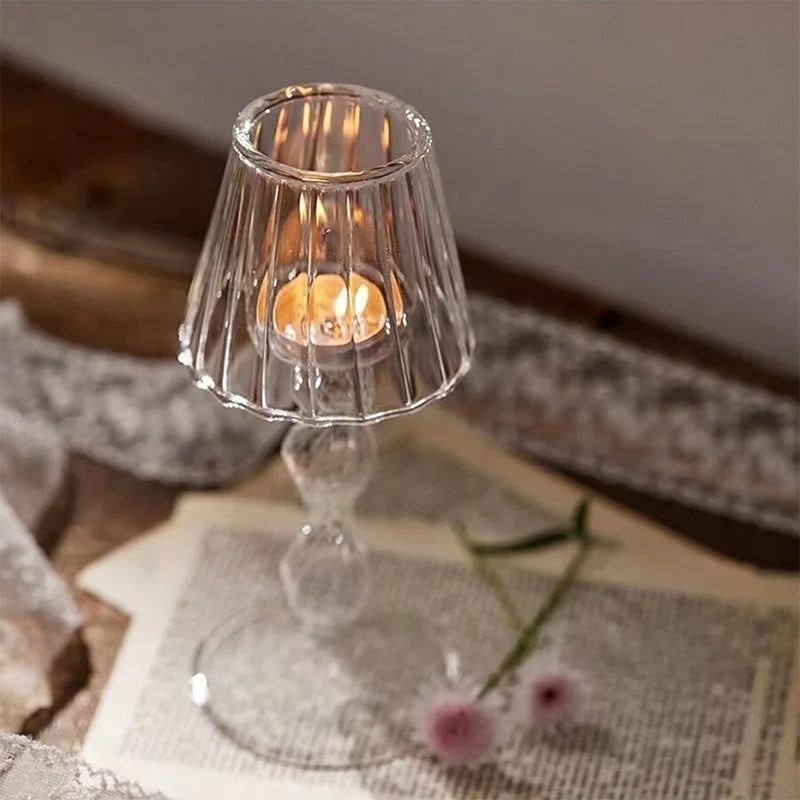 Clear Candle Holder Glass  Candle Holder for Home Decor Table Centerpiece Wedding Party Christmas Valentine Day