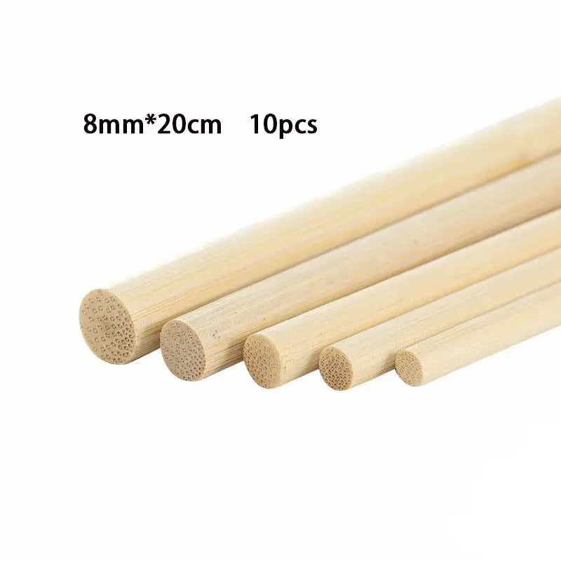 10-60pcs DIY Craft Wooden Sticks , 4-8mm Round Smooth Bamboo Dowels for Model Making & Projects, Easy to Cut