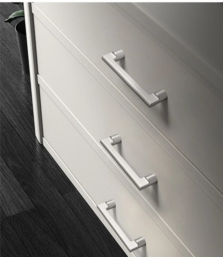 Nickel Brushed Kitchen Cabinet Pulls Silver Wardrobe Drawer Handles Zinc Alloy Single Hole Knobs Modern Furniture Door Handles
