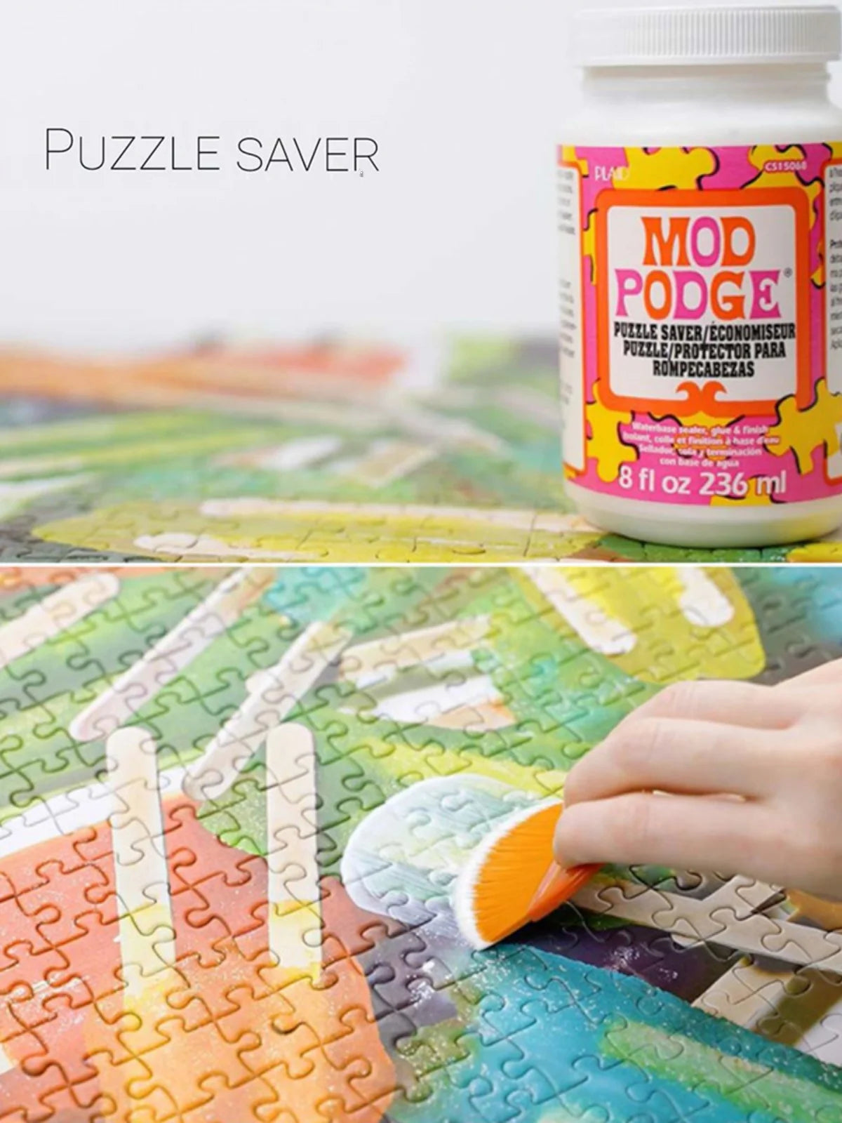 Plaid Mod Podge Puzzle Saver