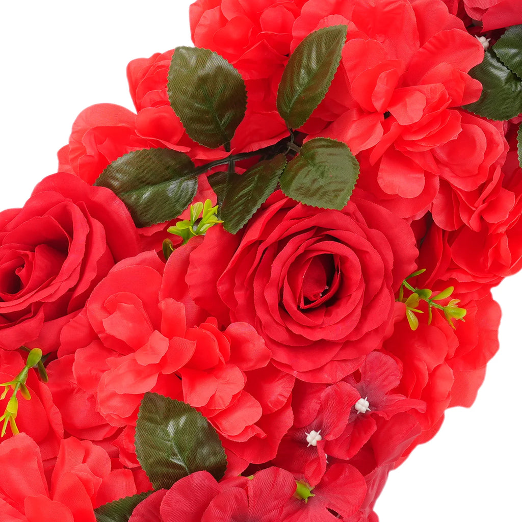 6pcs Artificial Flower Wall Background Wedding Parties Flower Wall Mat Artificial Flower Wall Panels Red Rose Decor