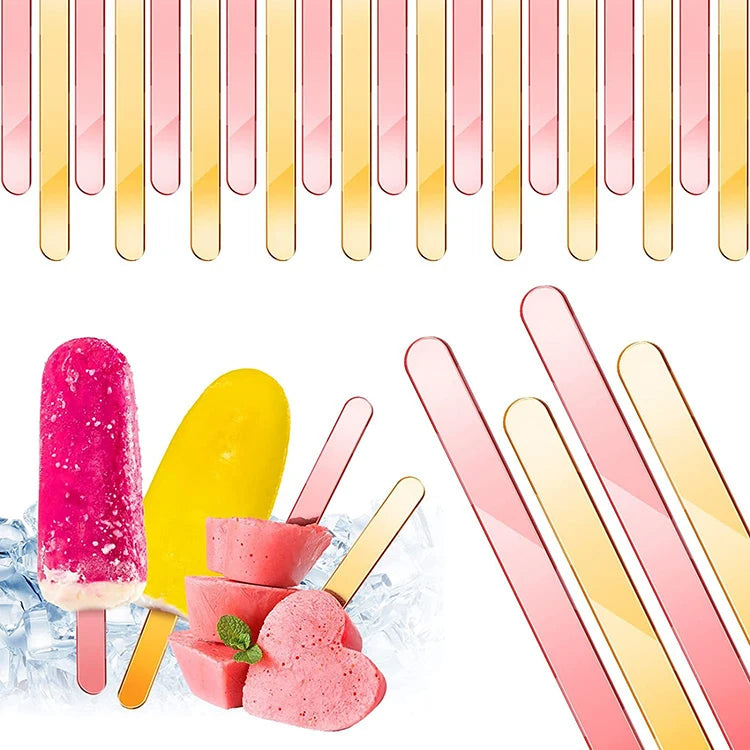 20Pcs Reusable Ice Cream Sticks Acrylic Popsicle Stick Clear Acrylic Ice Cream Sticks DIY Crafts BJL004