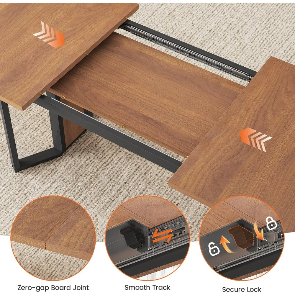 "4-6 Person Extendable Dining Table Set with 4 Cushioned Chairs and MDF Board"