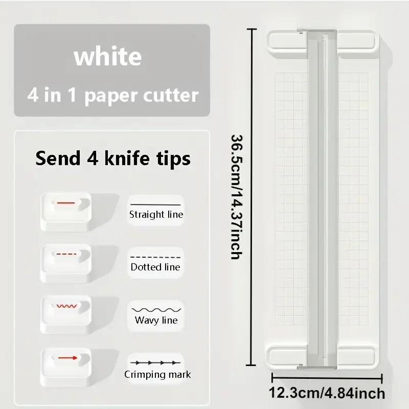 1pc Manual 4-in-1 Bidirectional Paper Cutter with 4 Blades -  Portable Office School Home Use, Precision Cutting Tool
