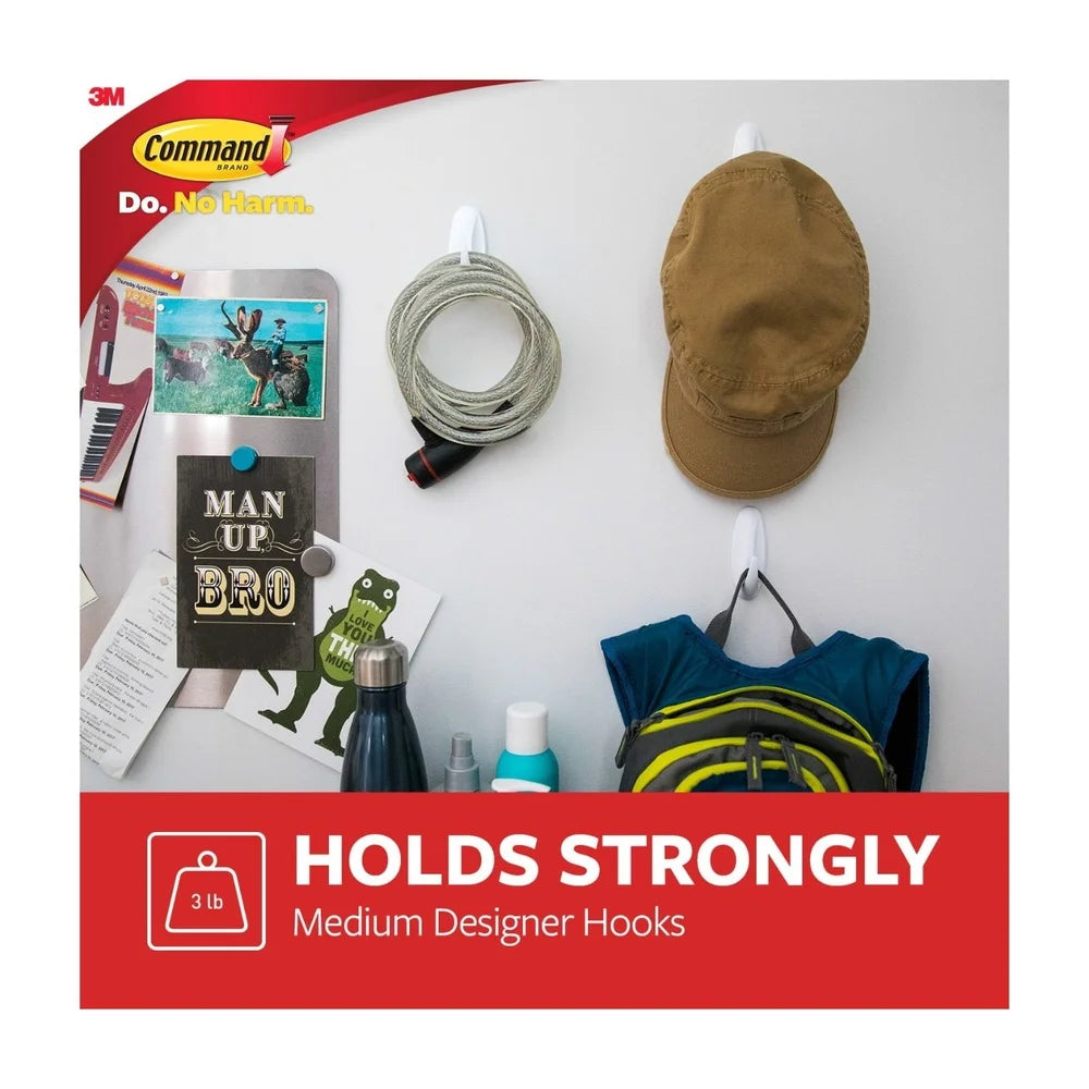Medium Designer Wall Hooks 8 Pack Damage Free No Tools Required Organizer for Hats Bags Accessories Indoor Use Clean Removal