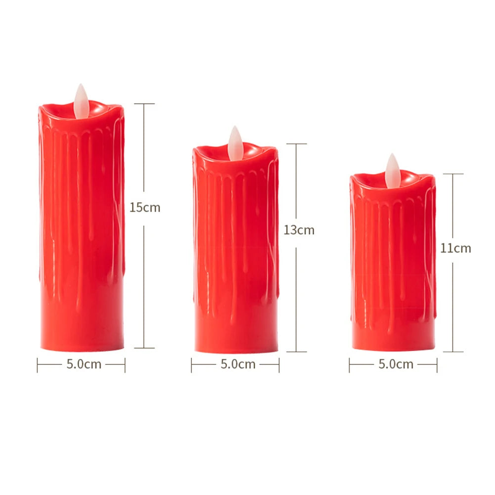 Flameless LED Candle Creative Red Auto Swing Flameless Candle Home Festival Halloween Christmas Party Decor Candle Light