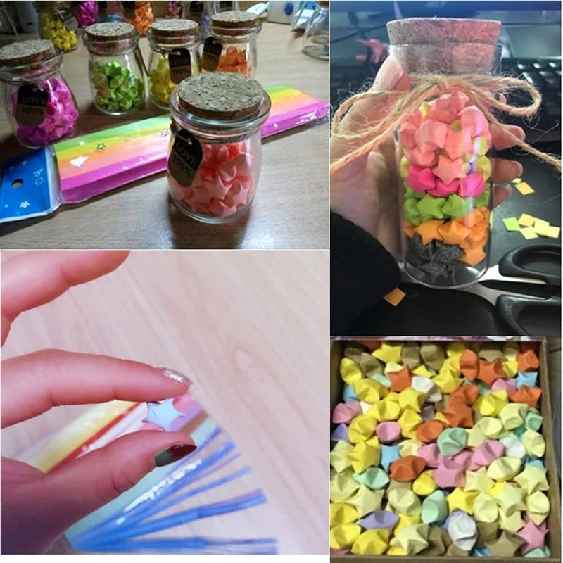 540Sheet Origami Stars Paper Strips27Colors Folding Paper Colorful Double Sided Lucky Star Origami DIY Hand Arts Make Home Decor