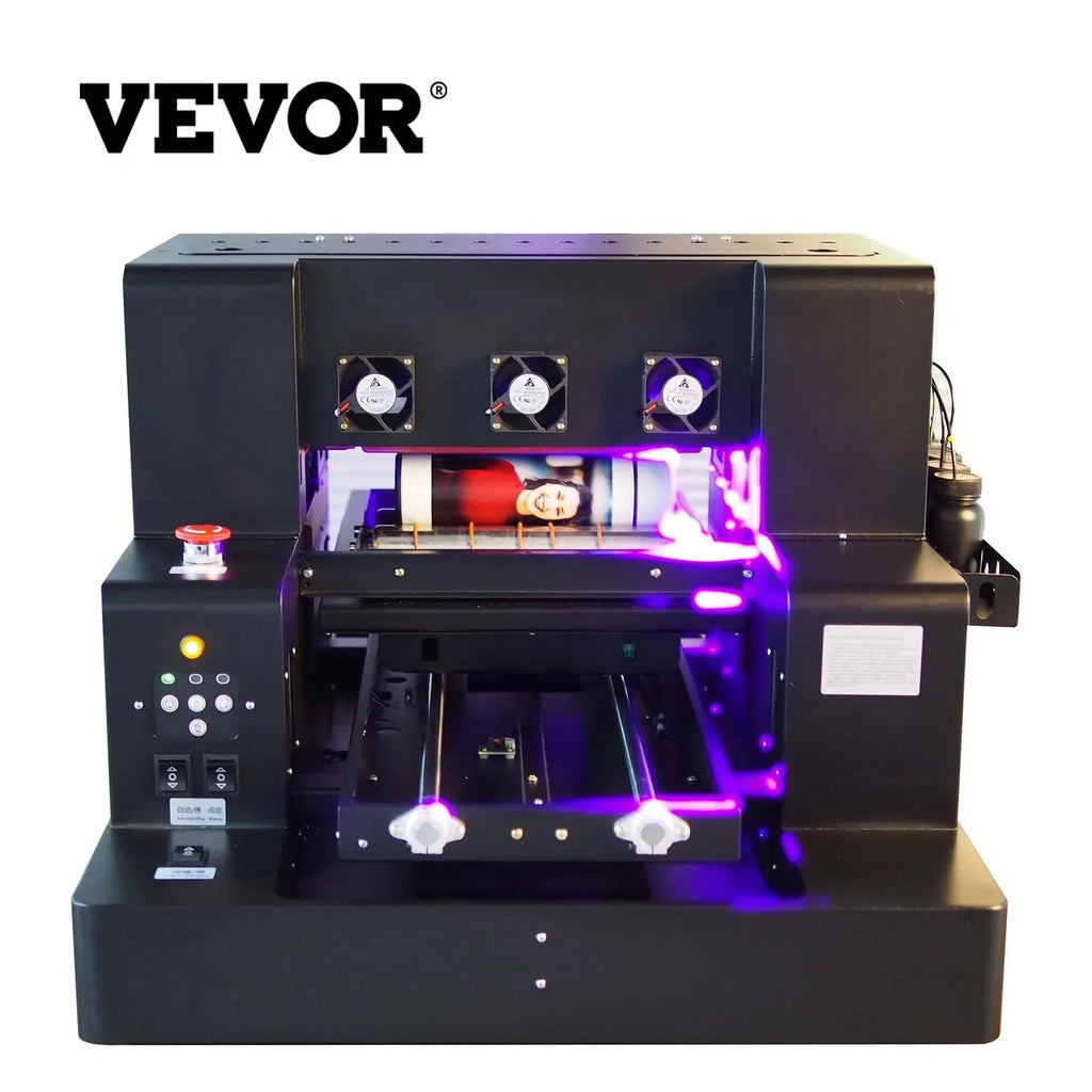 VEVOR A3 UV Flatbed Automatic Label Printer Effect Varnish UV Printer A3 Machine For Christmas Phonecase Metal Glass Bottle Wood