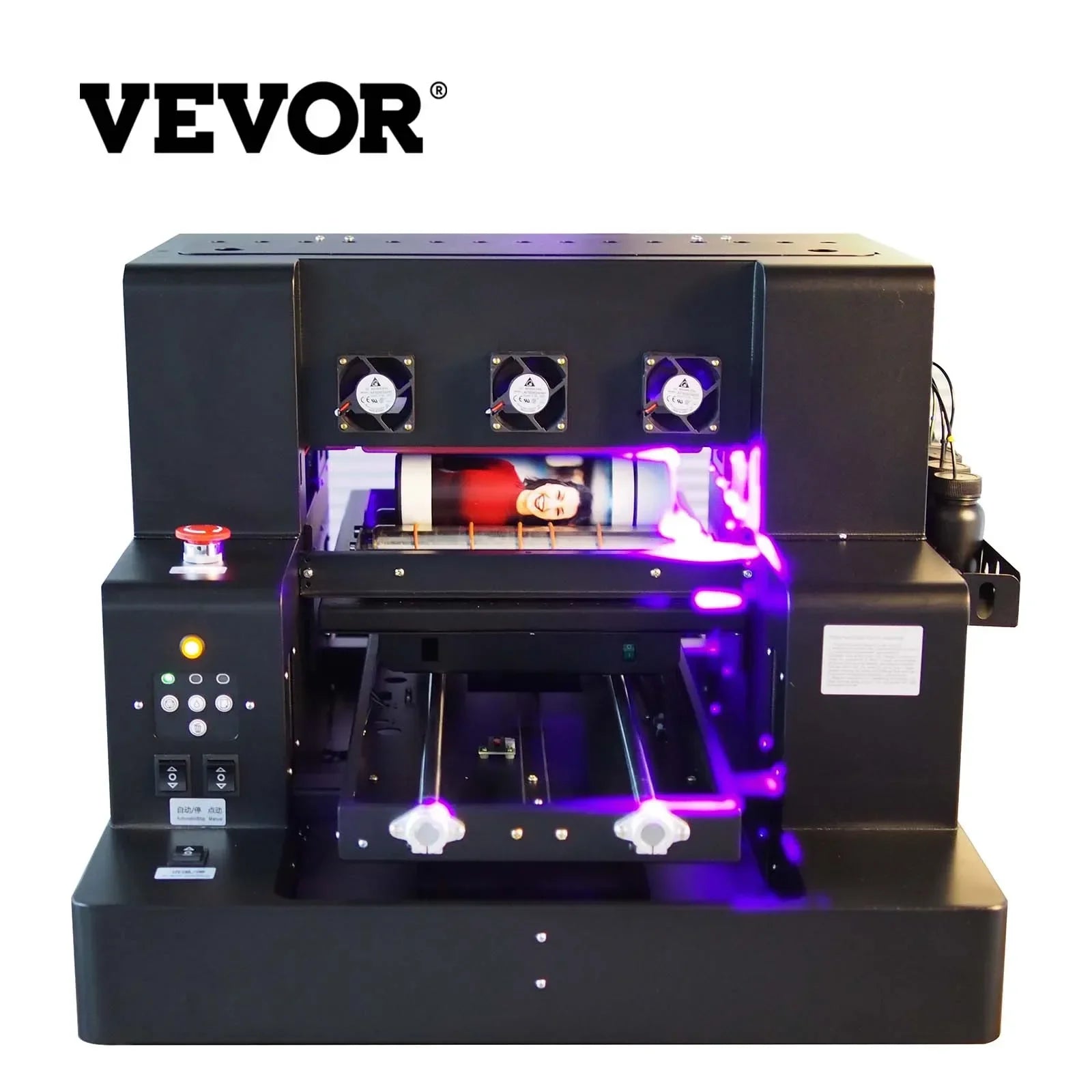 VEVOR A3 UV Flatbed Automatic Label Printer Effect Varnish UV Printer A3 Machine For Christmas Phonecase Metal Glass Bottle Wood