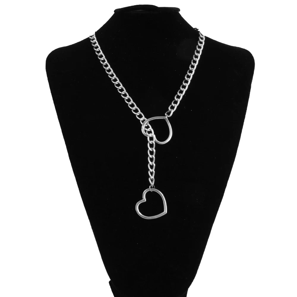 LLL Heart Slip Chain Necklace For Women Fashion Punk Rock Goth Choker Jewelry Accessories