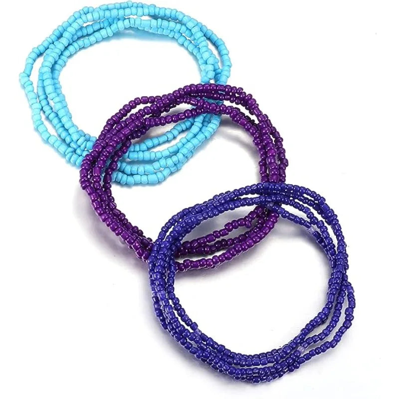 3Pcs Waist Beads for Women Belly Beads Elastic Chain African Waist Beads for Women Plus Size Bikini Jewelry