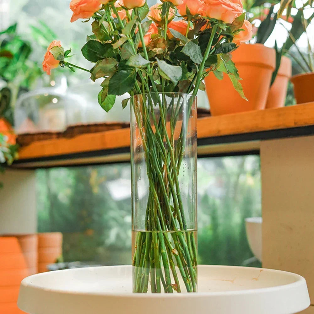 2PCS acrylic cylindrical transparent vase, home decoration, suitable for desks, offices, wedding center decoration