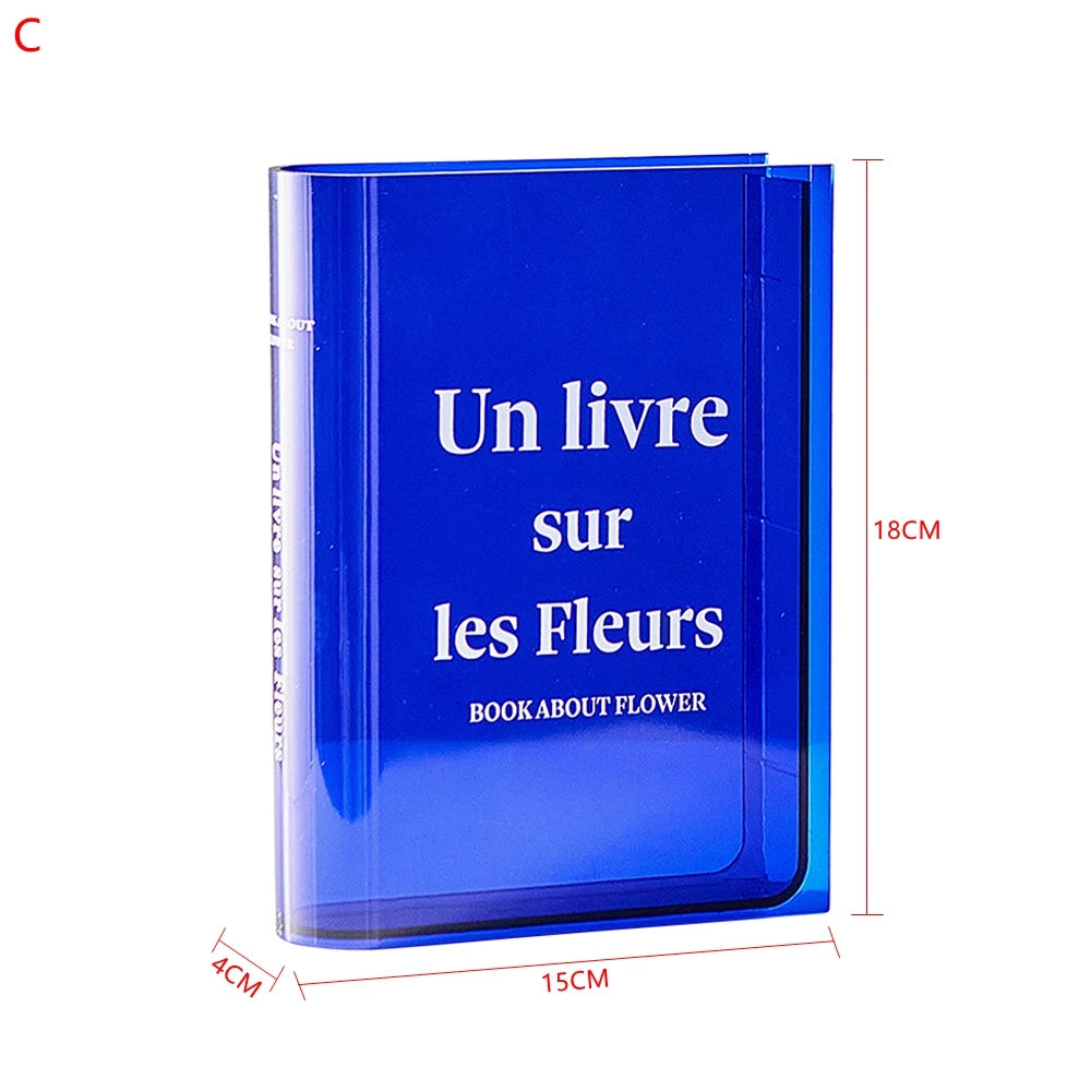 Acrylic Book Shaped Flower Arrangement Box,Book Vase,Nordic Style Acrylic Vase,Hydroponic Flowers,Desktop Decoration Ornament