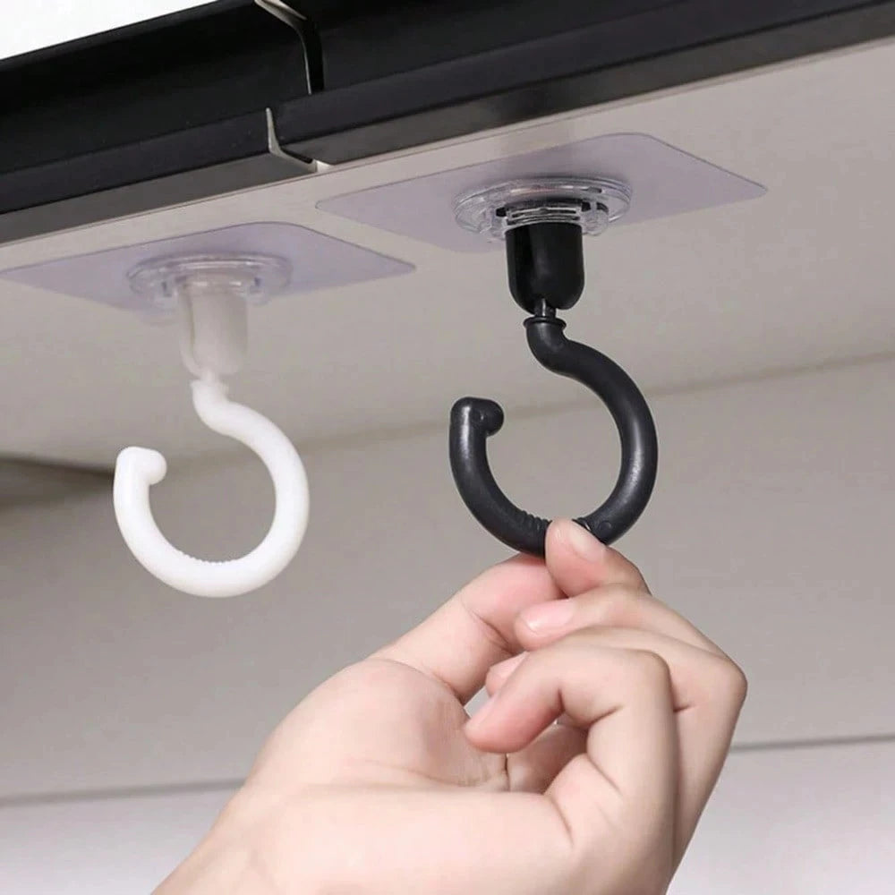 4PCS 360-Degree Rotating Self-Adhesive Hooks for Ceiling Or Wall, Suitable for Dome Bed Canopy Or Mosquito Net.