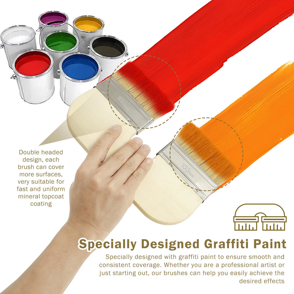 Double Paint Brush Professional Double Head Painting Brush Wooden Handle for Paints Glues Stains Watercolor Oil DIY Craft Suppli