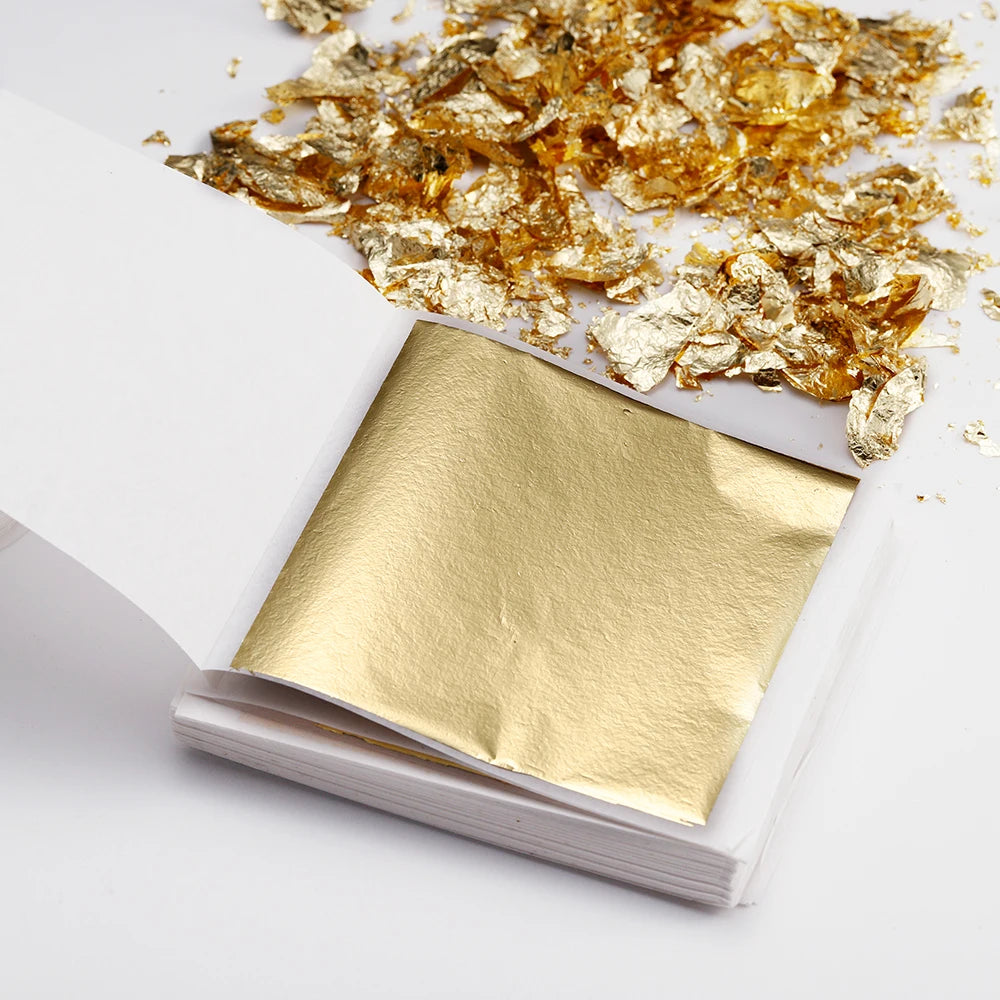 100pcs 8x8cm Imitation Gold Silver Foil Glitters Paper Leaf Sheets DIY Resin Filler Jewelry Making Art Crafts Decor Design Paper