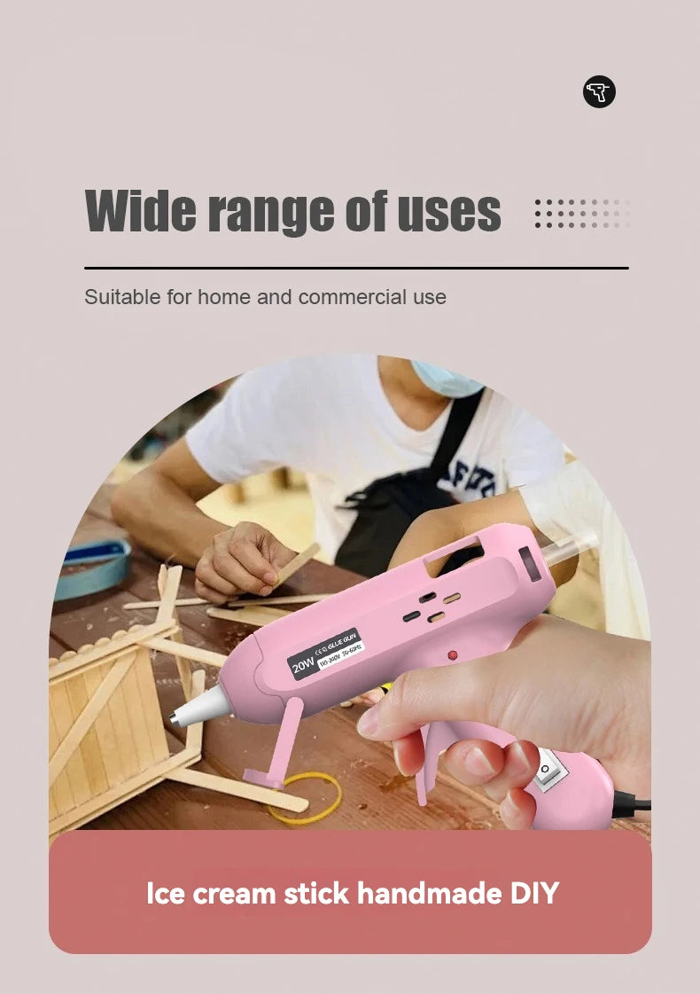 JCD 20W Hot Melt Glue Gun DIY Mini Household Industrial Guns Heat Temperature Thermo EU Electric Repair Tool Use 7mm Glue Sticks