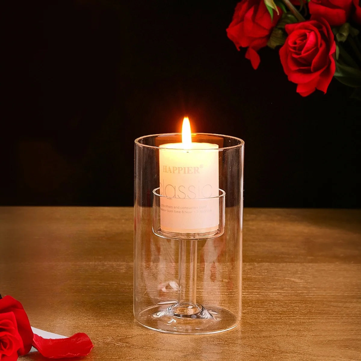1PC, simple glass candlestick for home decoration. Made of transparent glass. Suitable for wedding and other table decorations.