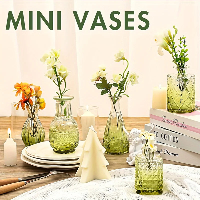30Pcs Vase Set, Small Vases Glass Bud Vases Bulk, Cute Vintage Glass Vases for Wedding Home Centerpieces Table Decorations