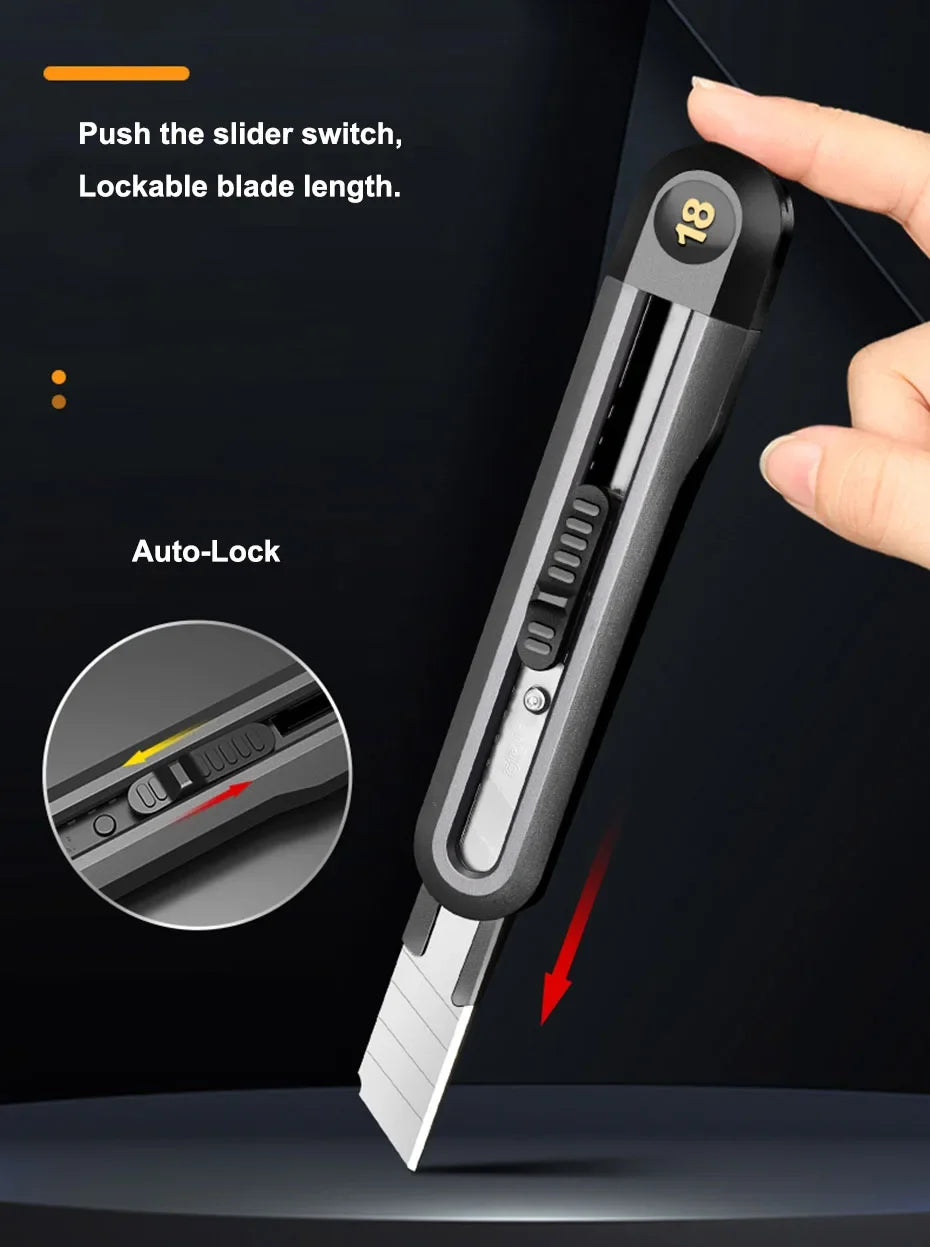 Deli Utility Knife Portable Pocket Box Cutter Retractable Paper нож 18MM 9MM Metal Blade for Office School Stationery Supplies
