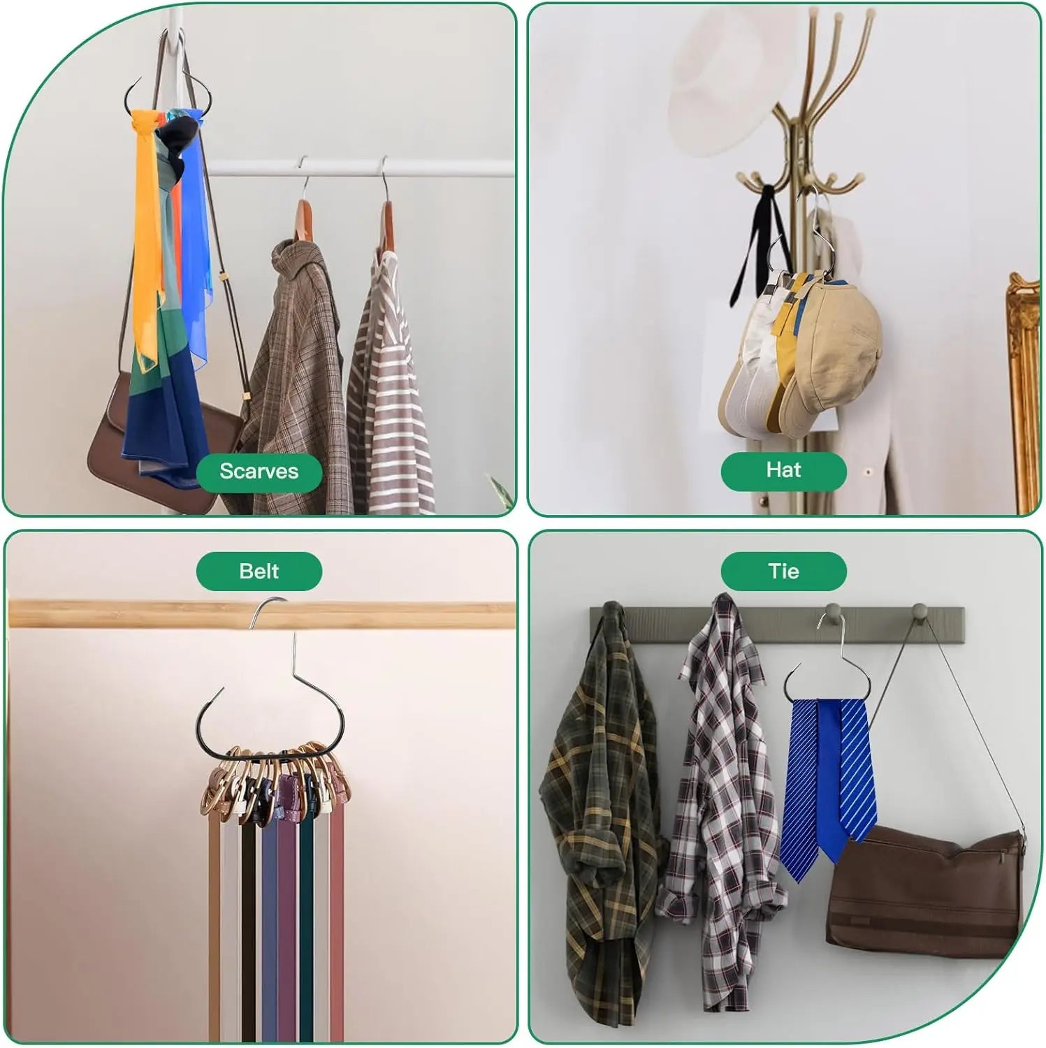 2-Piece Hat Hooks Set - No-Drill Quick Installation, Wall-Damage-Free, Fits Entryway/Closet/Door Back, Secure Hold