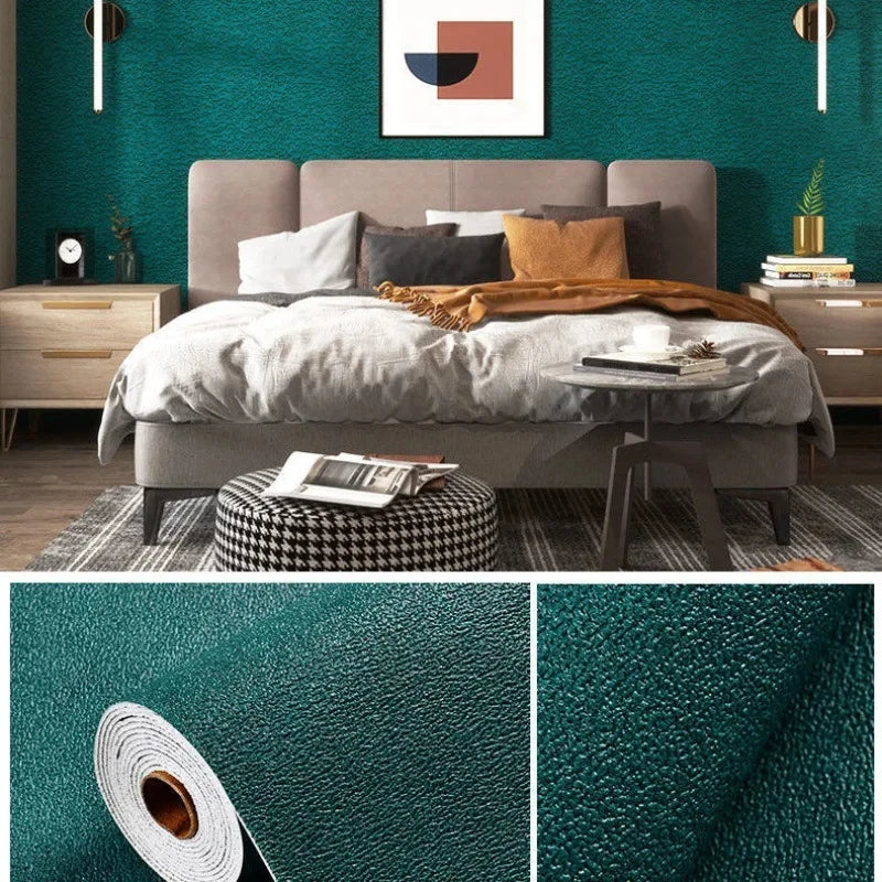 Linen 3D Foam Self-adhesive PVC Solid Color Thickened Waterproof Background Wall Renovation Wallpaper Wall Stickers Home Decor