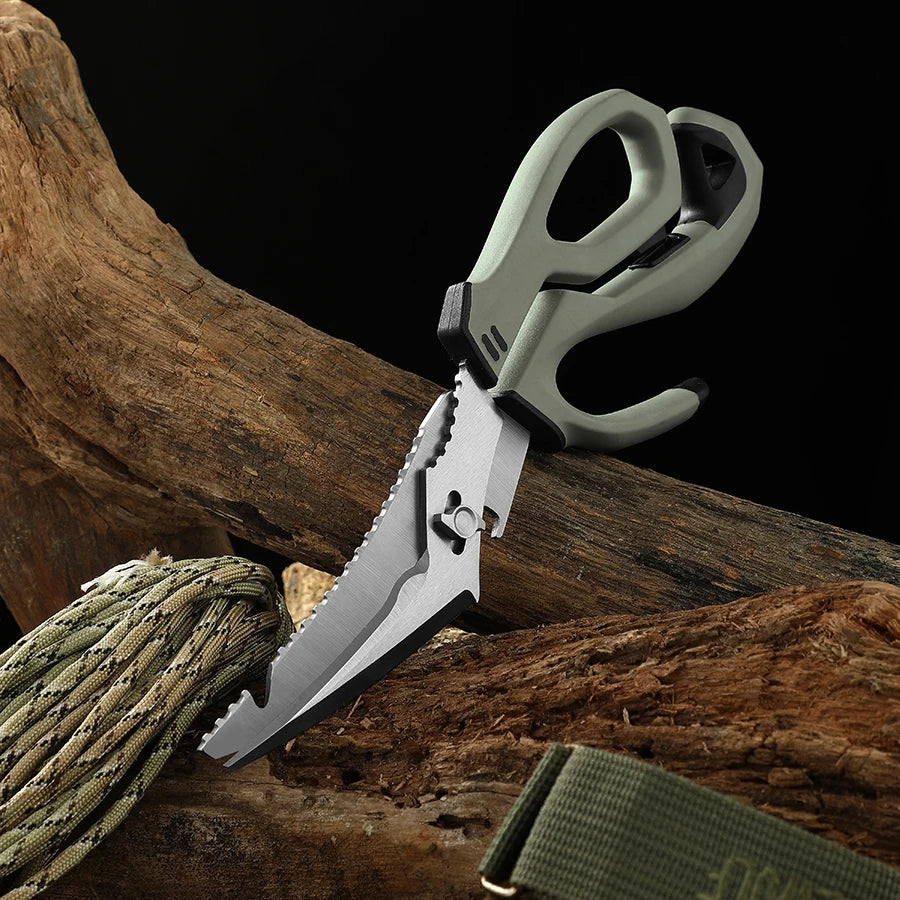 Multifunctional stainless steel detachable kitchen scissors, fishing scissors with fish bone remover, non-slip handle
