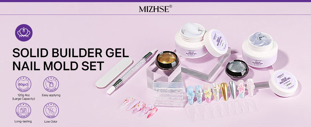 MIZHSE Builder Nail Gel White Milky Hard Clear Gel Polish For Nail Extension Salon Manicure Set Home DIY Professional Nail Art