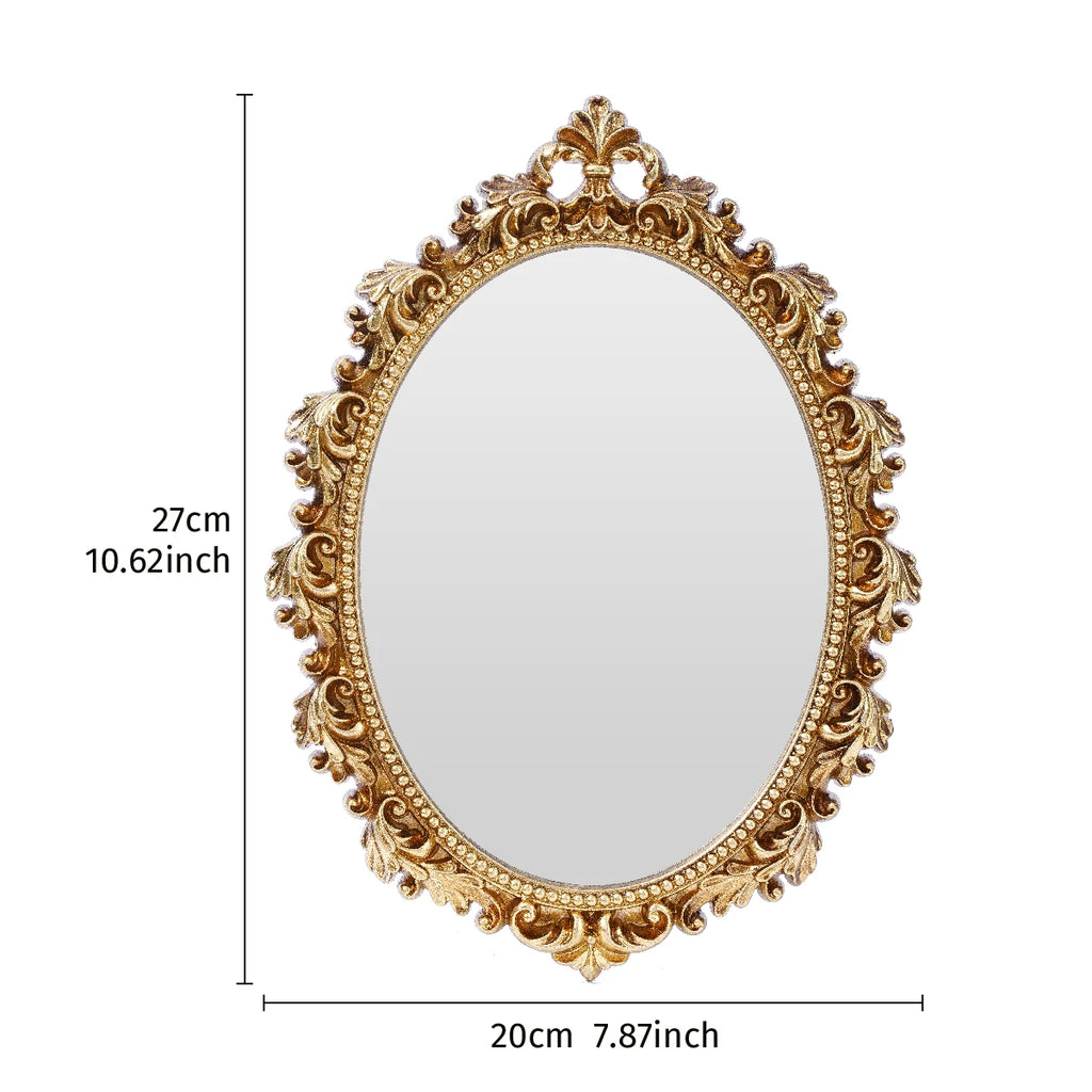 1PC, resin material, golden oval wall decoration, room decoration hanging mirror, suitable for bedroom decor wall decoration