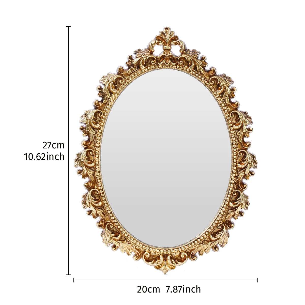 1PC, resin material, golden oval wall decoration, room decoration hanging mirror, suitable for bedroom decor wall decoration