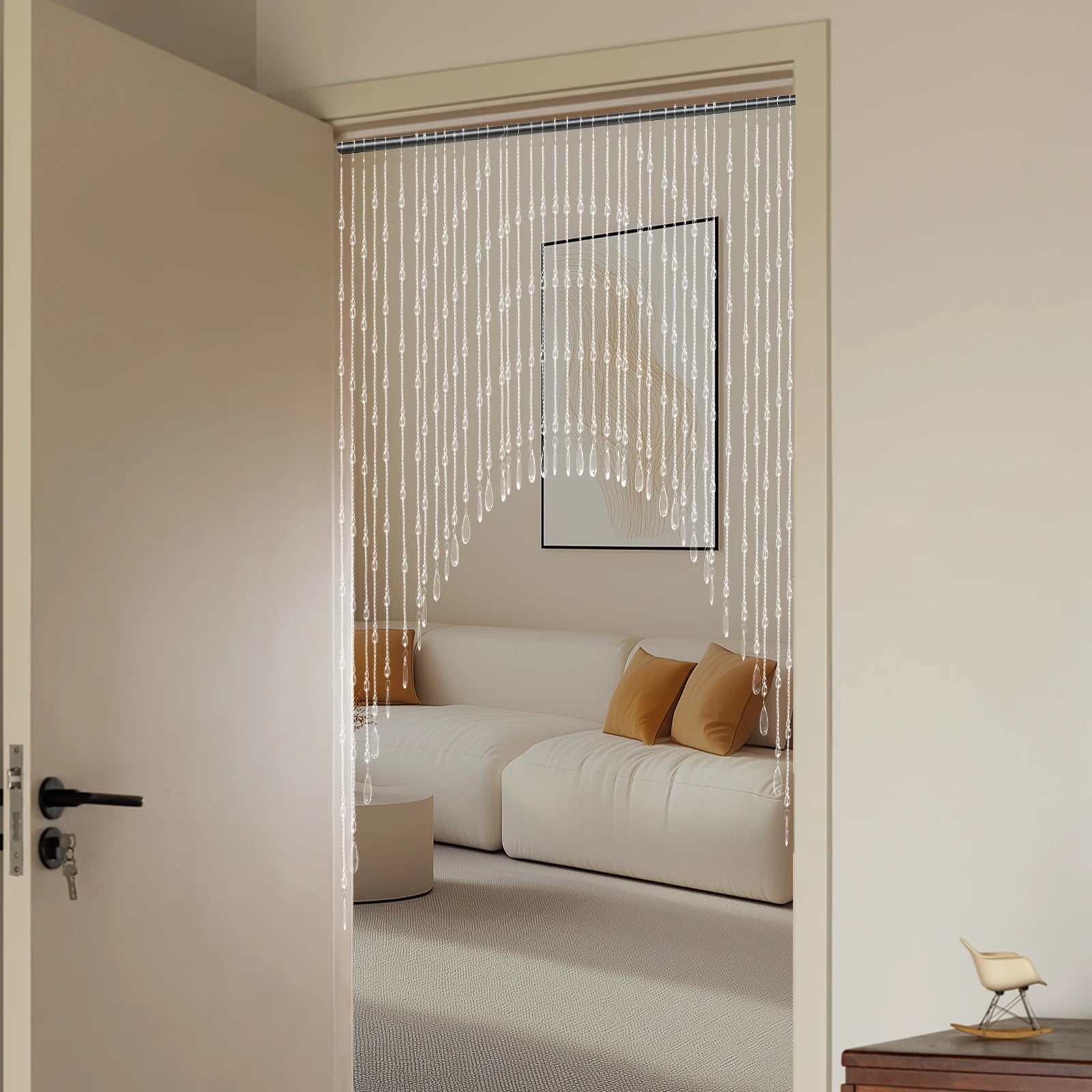 40 Strings Beaded Curtain Arched Crystal Curtain Hanging Door Beads Curtains for Entrances Doorways Bathroom