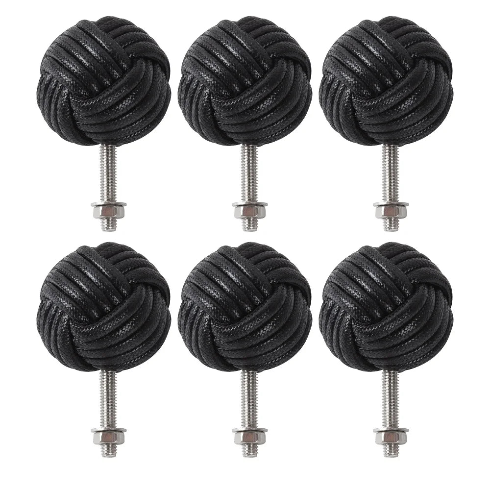 Hemp Rope Drawer Knobs Round Handmade Cabinets Dresser Handles Wood Kitchen Cupboard Wardrobe Door Pulls for Furniture
