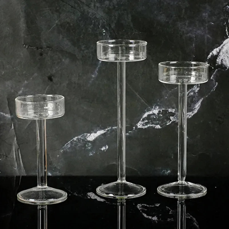 【High Quality Crystal Glass Candle Holder】High-Legged Minimalist Modern Candle Holder Domestic ornaments Create a Romantic Dinne