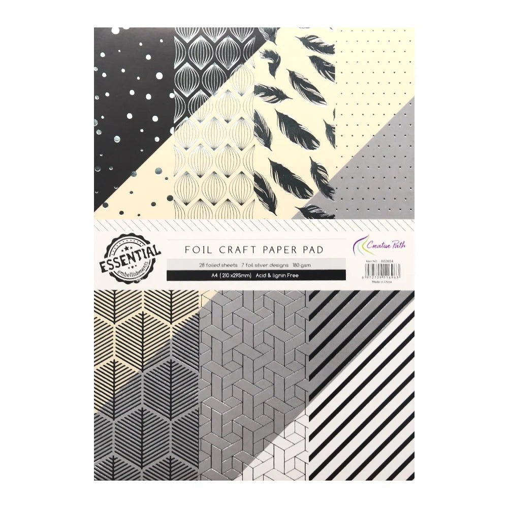 Creative Path A4 Foil Scrapbooking Papers Supplies Crafts Materials 28 Sheets Cardmaking Journaling Decoration Acid Free
