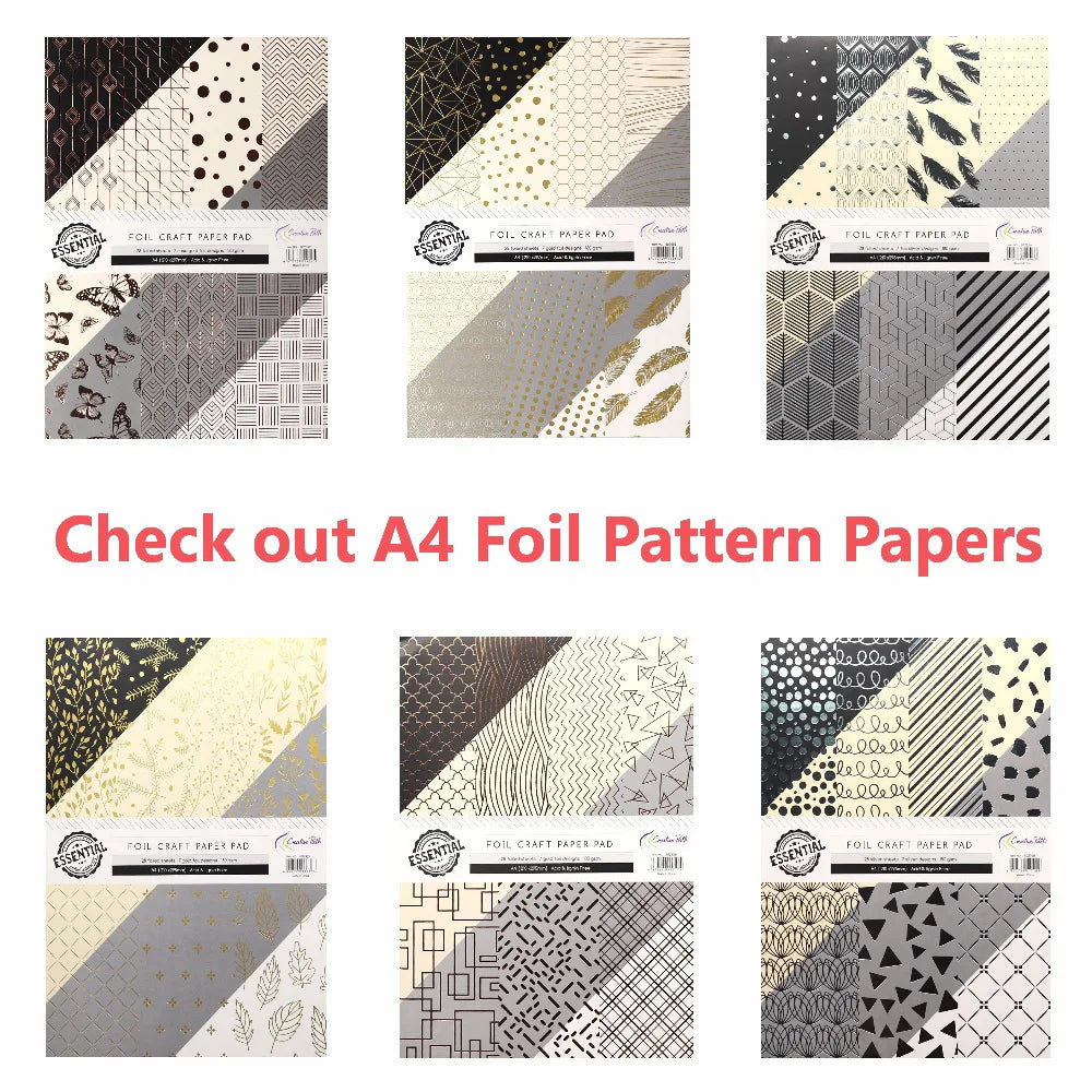 Creative Path A4 Foil Scrapbooking Papers Supplies Crafts Materials 28 Sheets Cardmaking Journaling Decoration Acid Free
