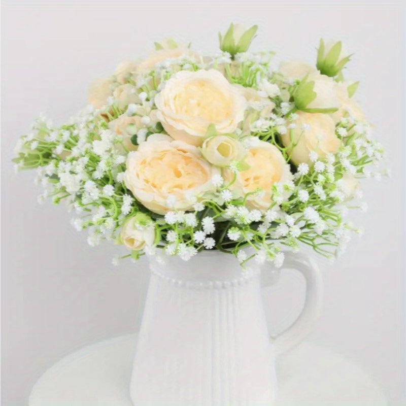 Zezzos 100 Pcs Baby's Breath Artificial Flowers, Fake Baby's Breath Flowers Artificial Bulk White Gypsophila Bouquets Real Touch