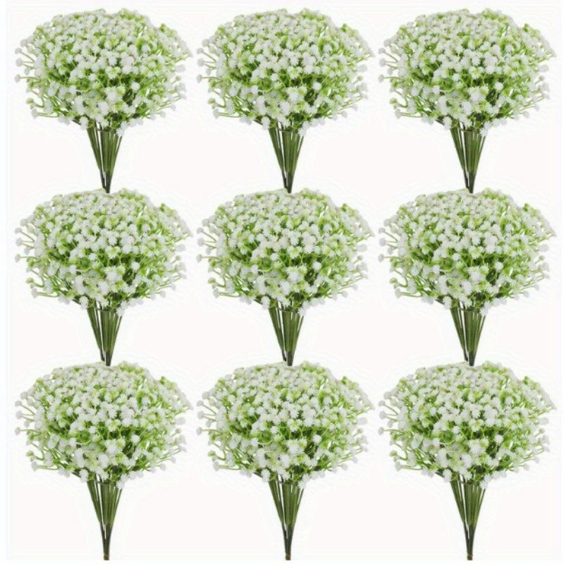 Zezzos 100 Pcs Baby's Breath Artificial Flowers, Fake Baby's Breath Flowers Artificial Bulk White Gypsophila Bouquets Real Touch